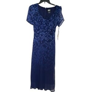 DKNY Navy Animal Print Maxi Dress sz 2